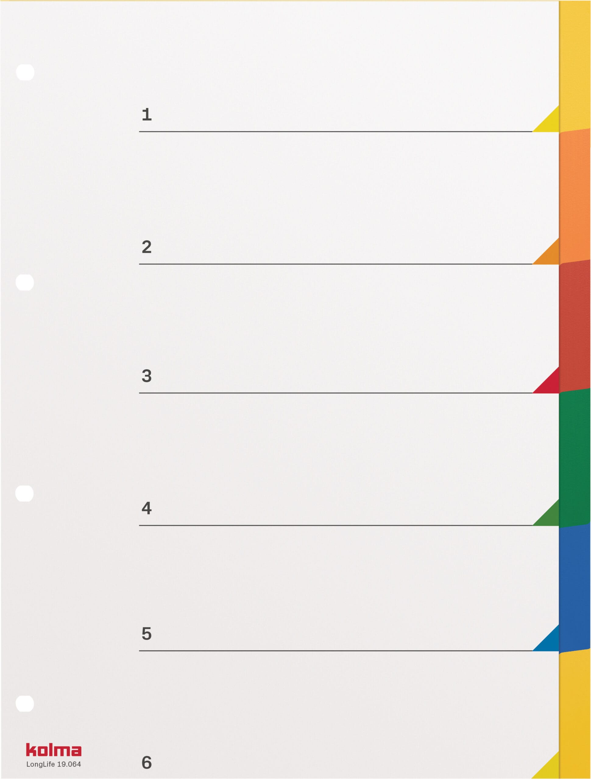 KOLMA-19.064.20-7611967190487 KOLMA Register LongLife A4 19.064.20 mehrfarbig 6-teilig – Bild 1