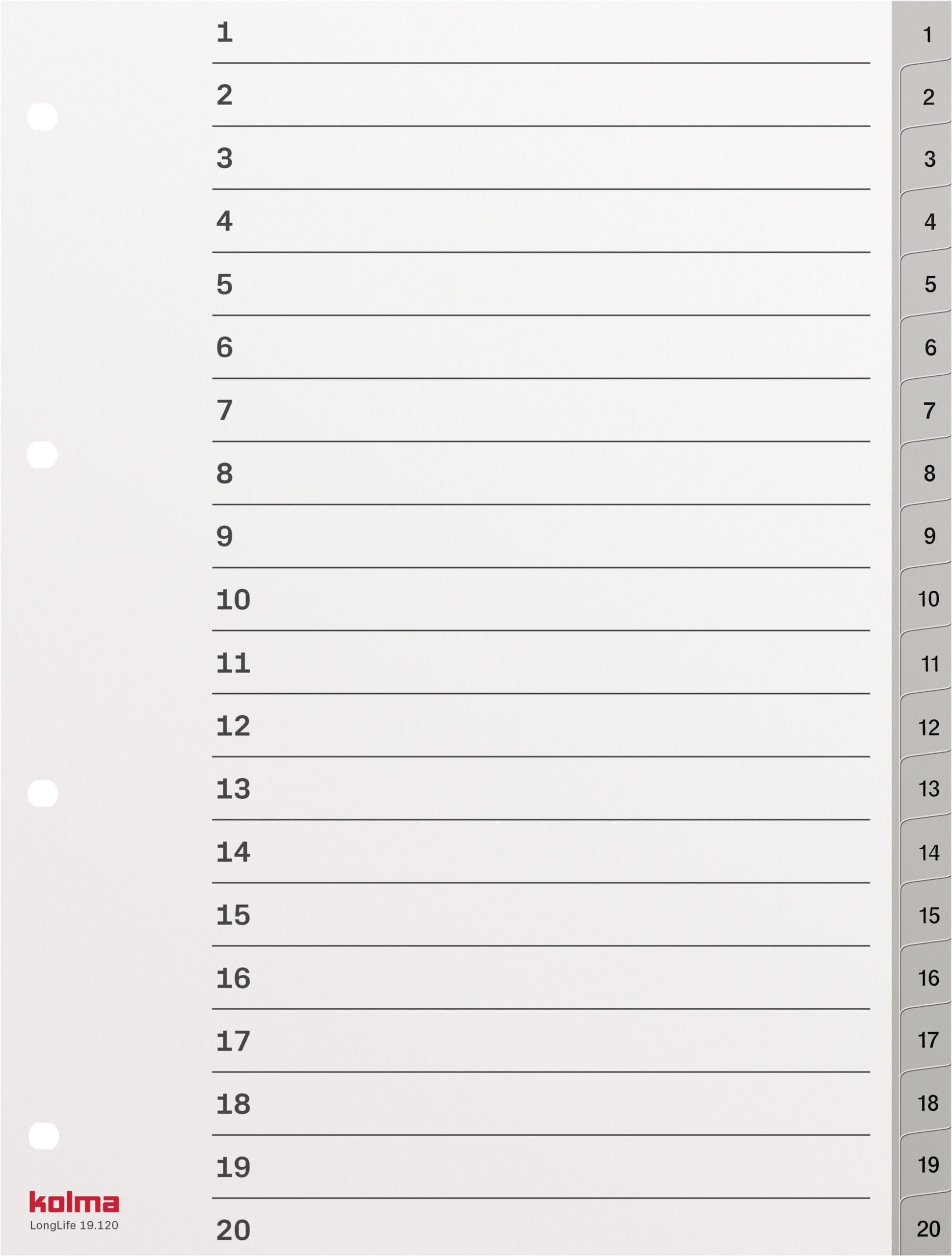 KOLMA-19.120.03-7611967190074 KOLMA Register LongLife A4 19.120.03 grau 1-20 – Hochwertig & günstig bei ShopDeca