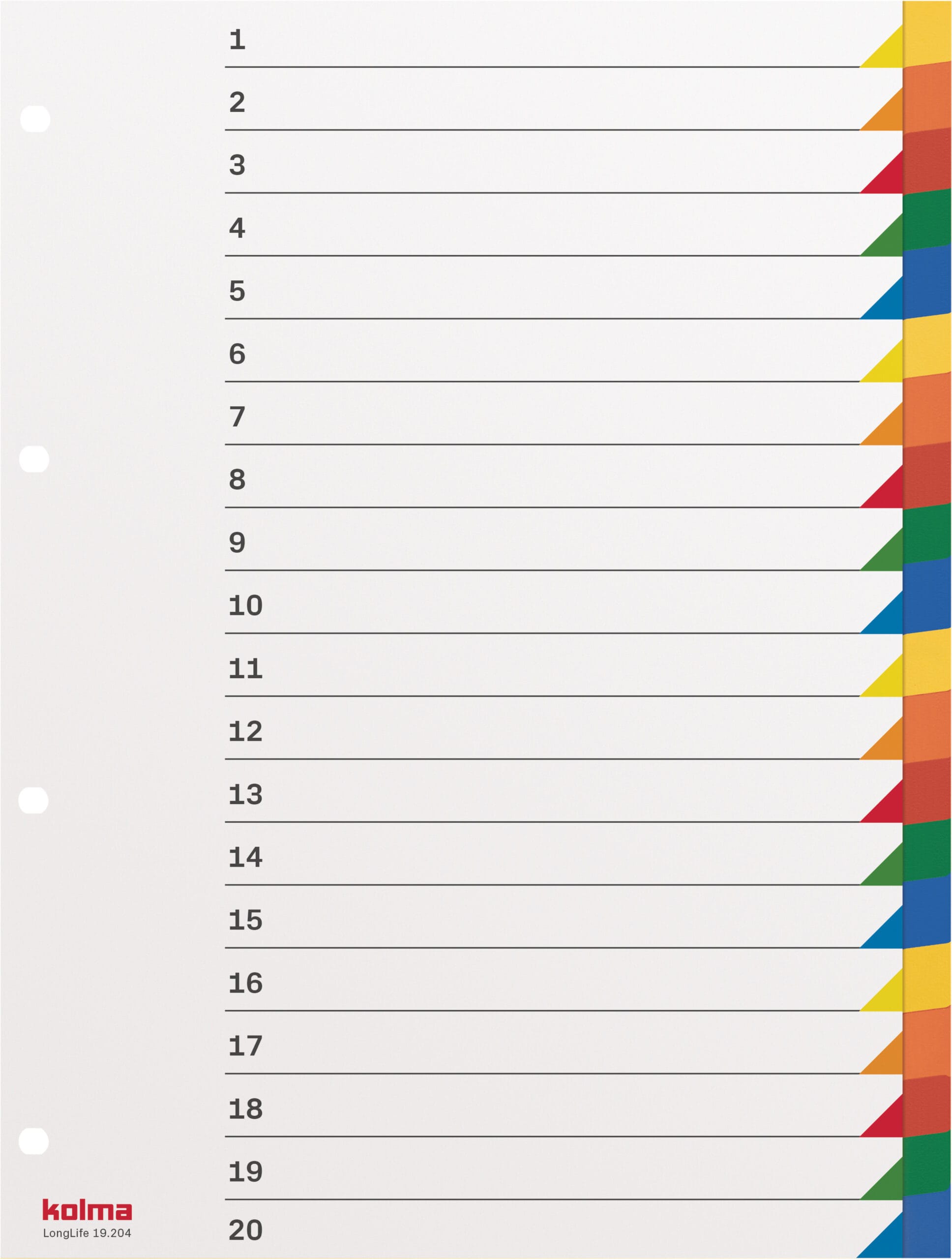 KOLMA-19.204.20-7611967190128 KOLMA Register LongLife A4 19.204.20 mehrfarbig 20-teilig – Hochwertig & günstig bei ShopDeca