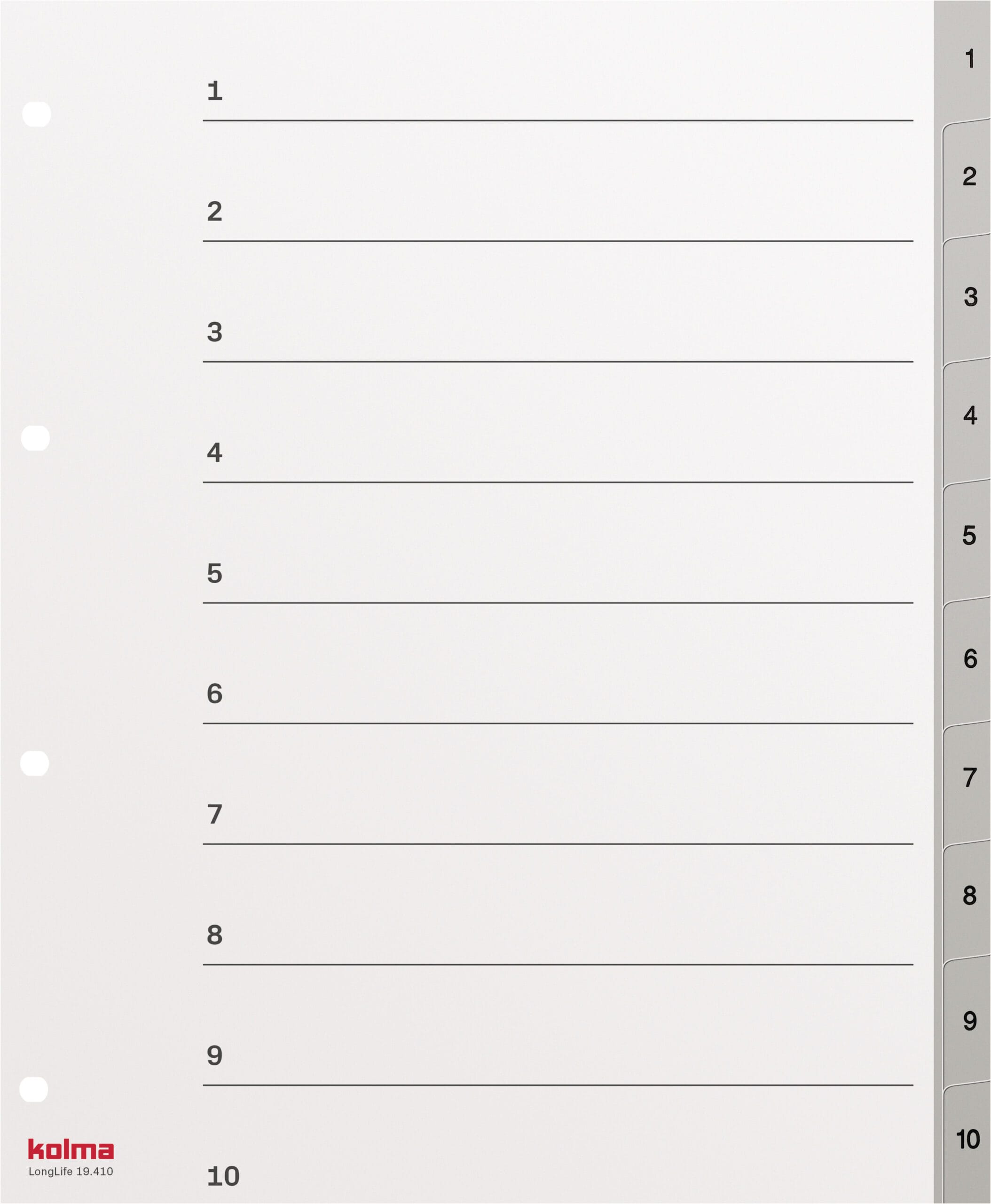 KOLMA-19.410.03-7611967190173 KOLMA Register LongLife A4+ 19.410.03 grau 1-10 – Hochwertig & günstig bei ShopDeca