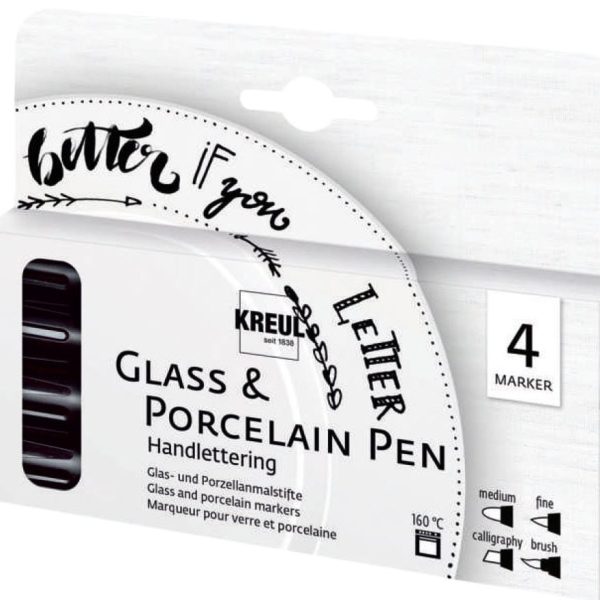 KREUL Porzellanmarker 16480 Handlettering, 4er Set