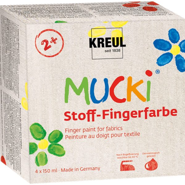 KREUL Stoff-Fingerfarbe 28400 4 Farben, assortiert