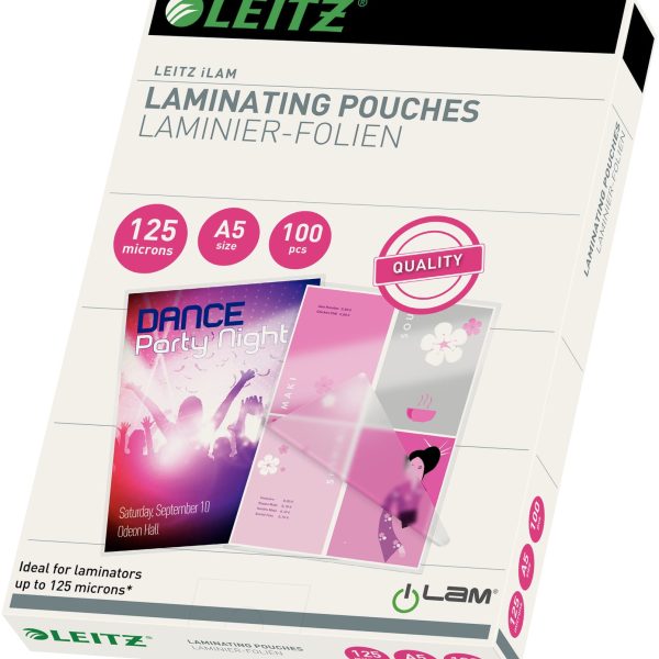 LEITZ Laminiertasche A5 33807 glanz, 125my 100 Stk