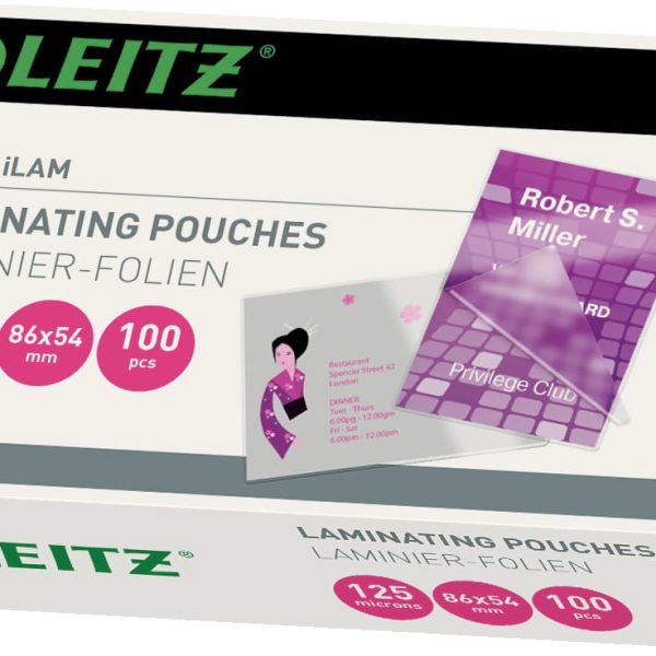LEITZ Laminiertasche 54x86mm 33810 glanz, 125my 100 Stk