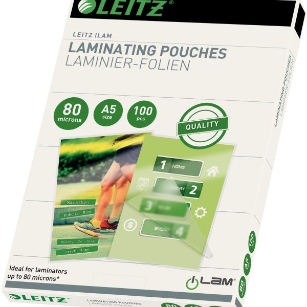 LEITZ Laminiertasche A5 33817 glanz, 80my 100 Stk