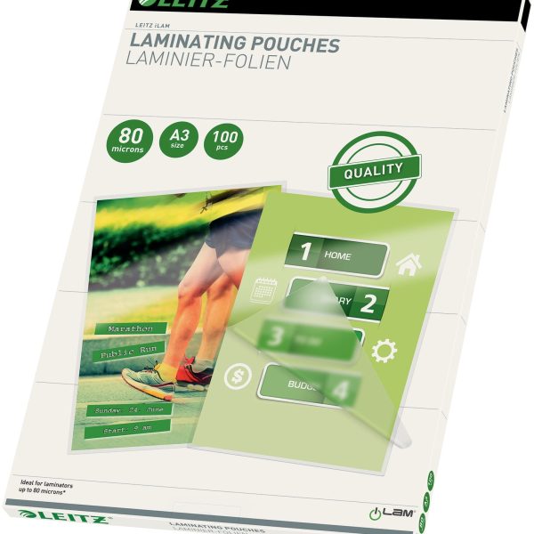 LEITZ Laminiertasche A3 33819 glanz, 80my 100 Stk