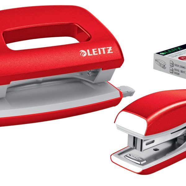 LEITZ Locher/Hefter NeXXt WOW 5561 5561-20-26 rot, Bundle 10 Blatt