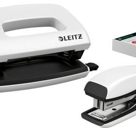 LEITZ Locher/Hefter NeXXt WOW 5561 55612001 perlweiss, Bundle 10 Blatt