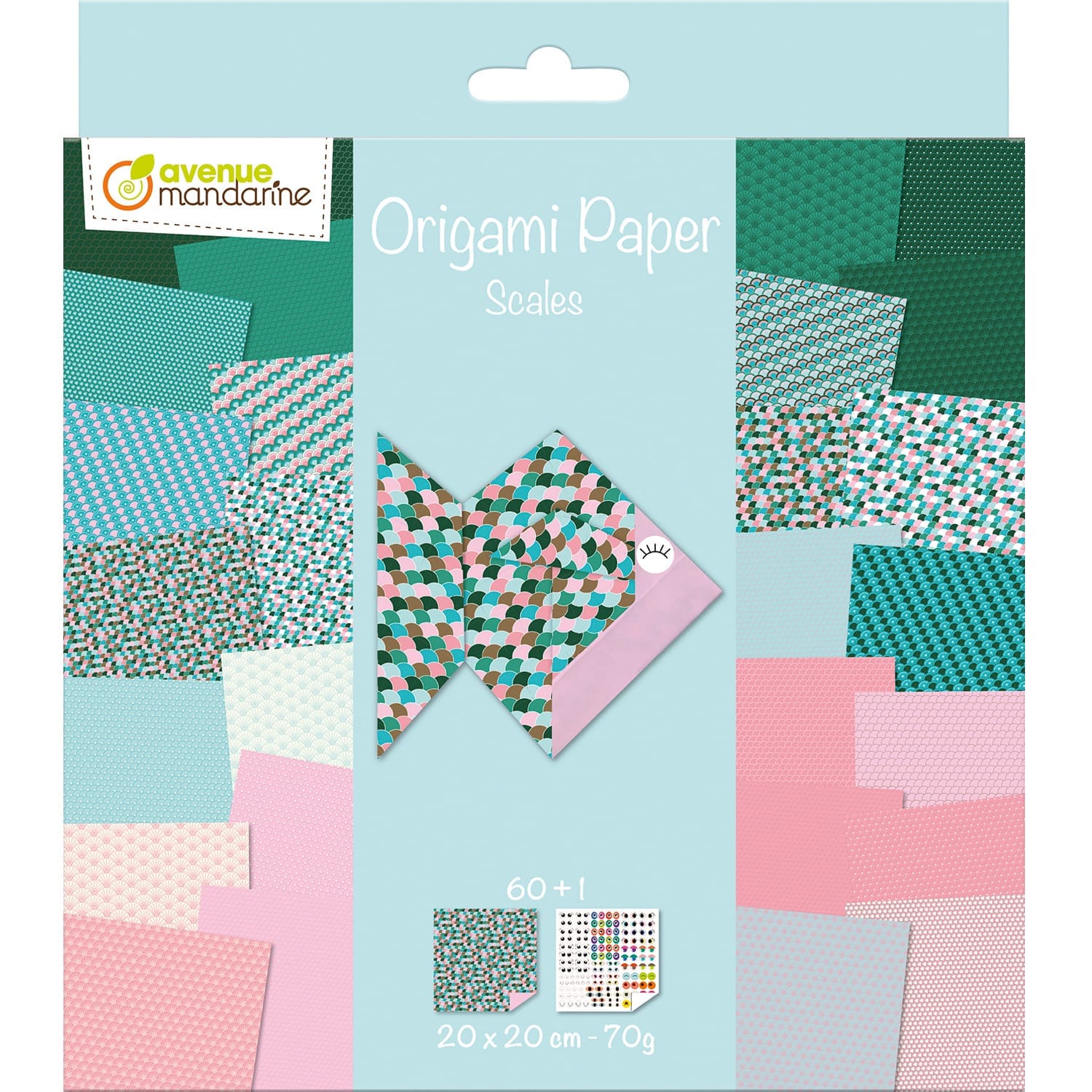 MANDARINE-OR511C-3609510575113 MANDARINE Origamipapier 20x20cm OR511C Schuppen 70g 60 Blatt – Hochwertig & günstig bei ShopDeca