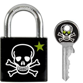 MASTER LOCK Vorhangschloss 30mm 66246800 Totenkopf Motiv