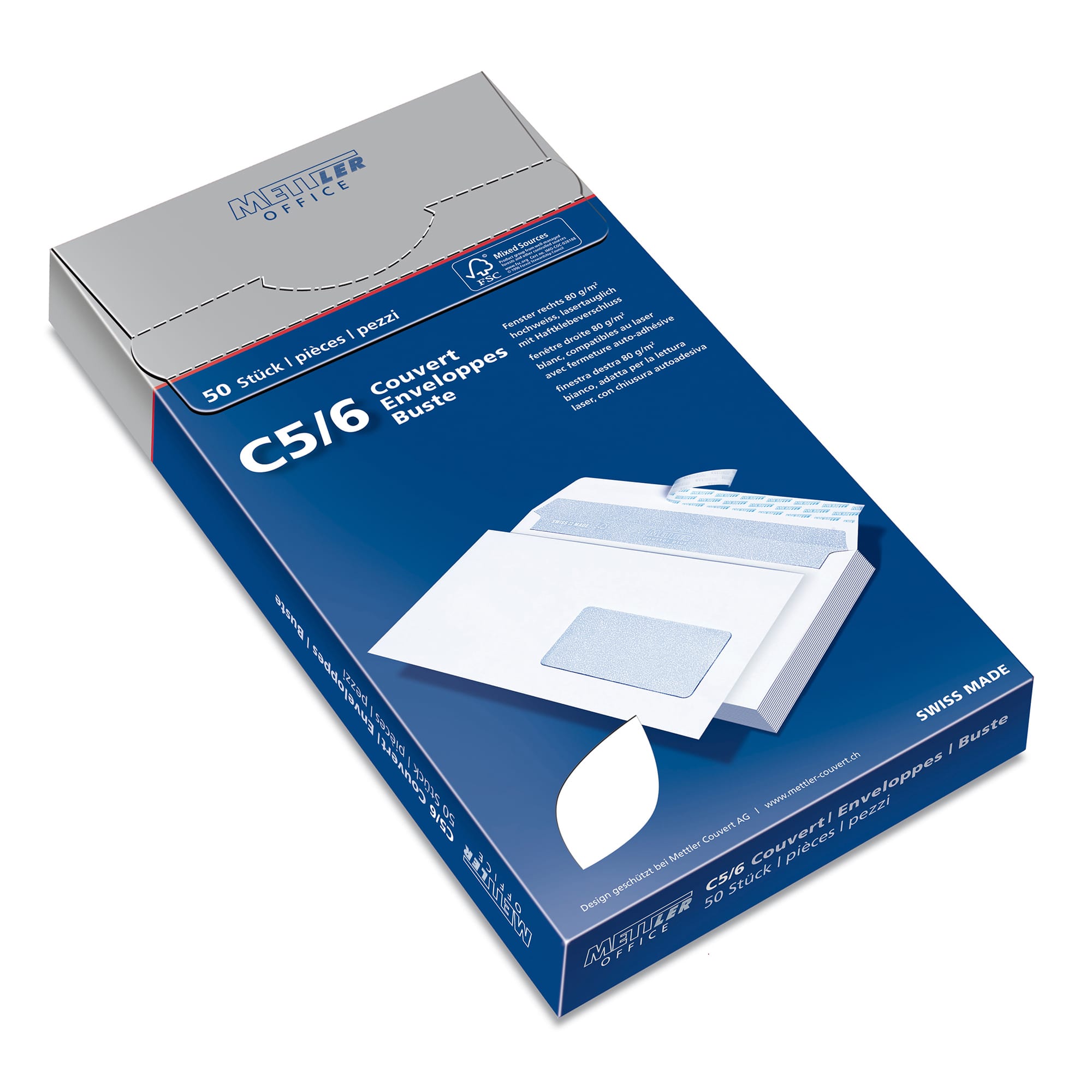 METTLER-7064-80-S50-7640126060064 METTLER Couvert Fenster rechts C5/6 7064-80-S50 80g,hochweiss,Kleber 50 Stk. – Hochwertig & günstig bei ShopDeca