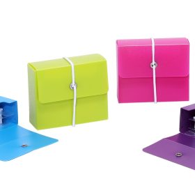 METZGER&MENDLE Karteikartenbox mit Gummi A8 66090380 ass. 4 Farben 5x6.9cm