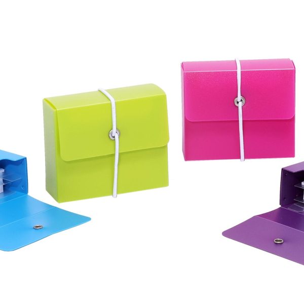 METZGER&MENDLE Karteikartenbox mit Gummi A8 66090380 ass. 4 Farben 5x6.9cm