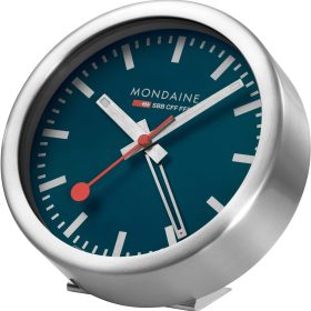 MONDAINE Wand / Tischuhr 125mm A997.46SBV.1 blau, Weckfunktion