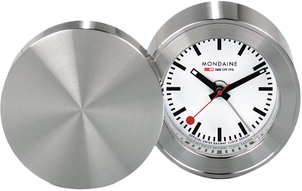 MONDAINE-MSM.64410-7630040908832 MONDAINE Reisewecker 50mm MSM.64410 silber – Hochwertig & günstig bei ShopDeca