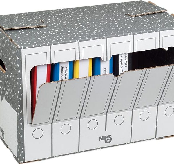 NIPS Ordner-Archivbox 852505124 505x318x335mm, grau/weiss