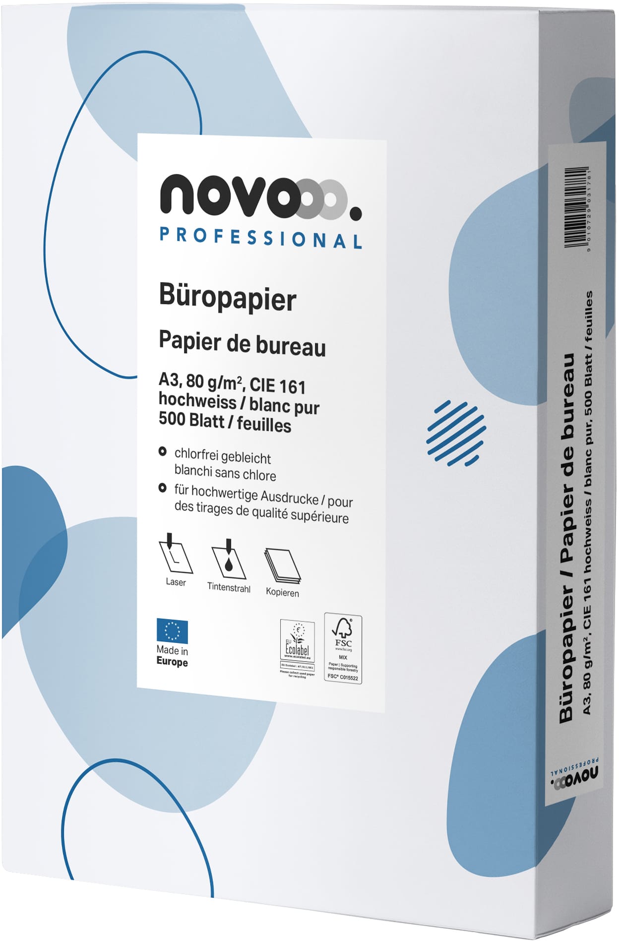 NOVOOO-641913-9010729031781 NOVOOO Kopierpapier Professional A3 641913 weiss, 80g 500 Blatt – Hochwertig & günstig bei ShopDeca