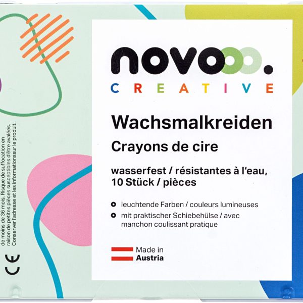 NOVOOO Wachsmalkreide 93361-0008 10 Farben, wasserfest