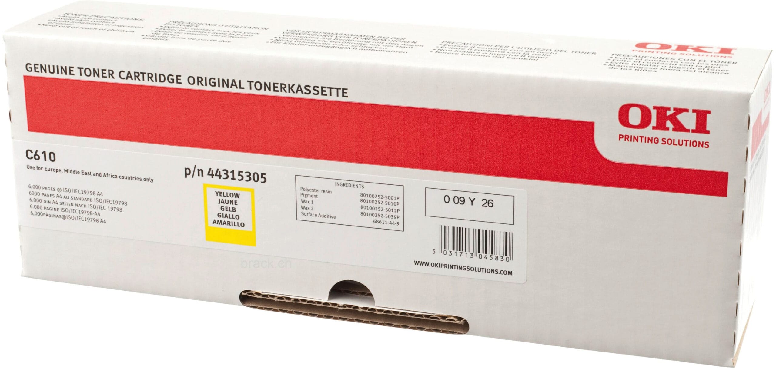 OKI-44315305-5031713045830 OKI Toner yellow 44315305 C610 6000 Seiten – Hochwertig & günstig bei ShopDeca