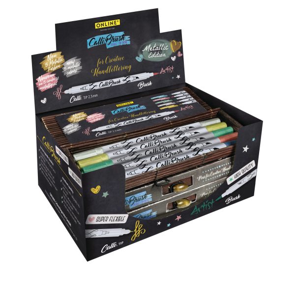 ONLINE Callibrush Pen Double Tip 19090/10 metallic,5 ass.Farben/ 10 St.