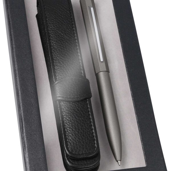 ONLINE Kugelschreiber Set Octopen 34690 grau, Lederetui