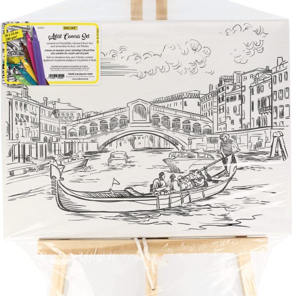 ONLINE Artist Leinwand Set Venice 61040/3 inkl. 6 Brushpens 30x23cm