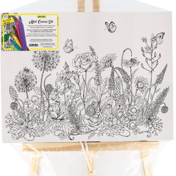 ONLINE Artist Leinwand Set Flowers 61041/3 inkl. 6 Brushpens 30x23cm