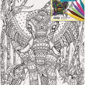 ONLINE Leinwand-Set 25.4x35.6cm 61043/6 Elefant, inkl. 6 Brushpens