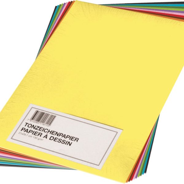 PAPYRUS Tonzeichenpapier A4 88299999 130g, farbig ass. 100 Blatt