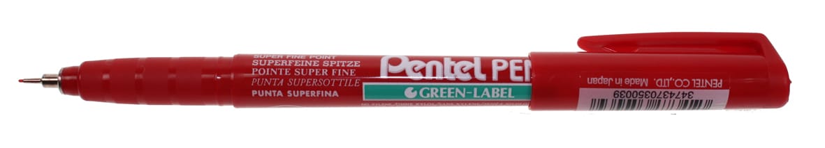 PENTEL-NMF50-BO-3474370350039 PENTEL Super Fine Green Label 0,4mm NMF50-BO rot – Bild 1