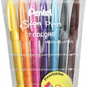 PENTEL Brush Sign Pen SES15C-7 7 Farben, Etui