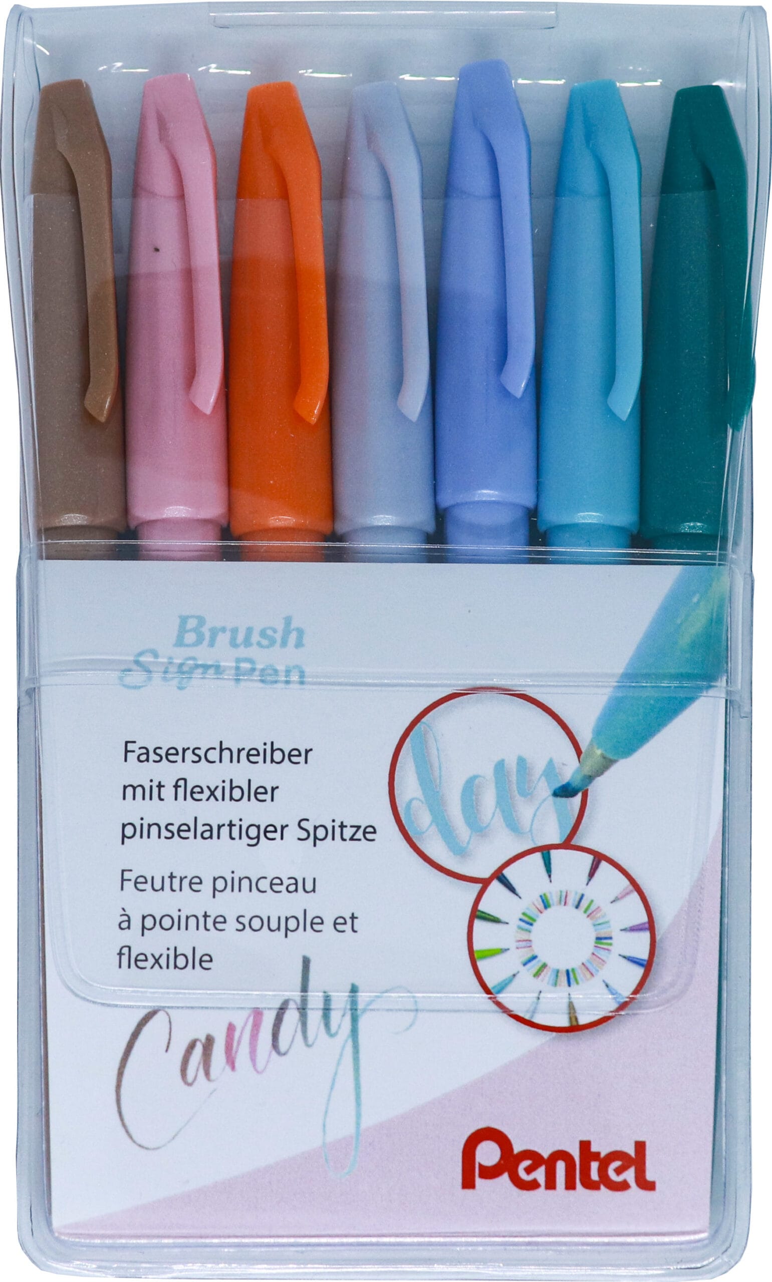 PENTEL-SES15C-7PC-7610924030132 PENTEL Brush Sign Pen Set SES15C-7PC 7 Farben – Hochwertig & günstig bei ShopDeca