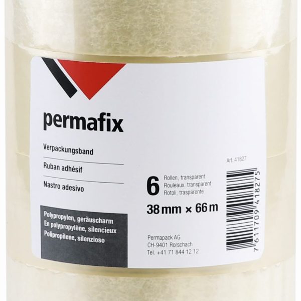 PERMAFIX Verpackungsband 41827 Transparent 38mmx66m 6Rollen