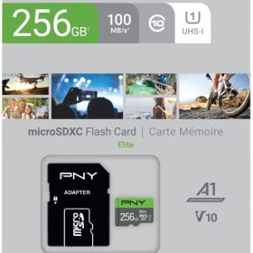 PNY micro-SDXC Elite 256GB P-SDU256V11100EL-GE UHS-I U1/A1(V10)& SD adapter