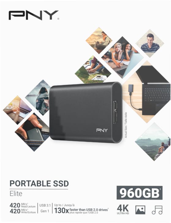 PNY-PSD1CS1050-960-FFS-0751492595542 PNY Elite USB 3.1 Gen1 960GB PSD1CS1050-960-FFS Portable SSD dark-grey – Hochwertig & günstig bei ShopDeca