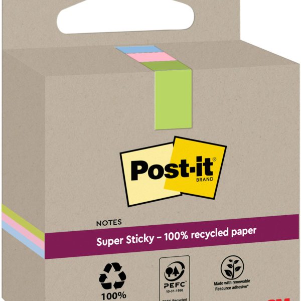 POST-IT SuperSticky Notes 47.6x47.6mm 622 RSS3COL Recycling,assort. 3x70 Blatt