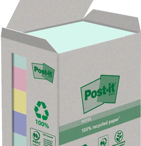 POST-IT Haftnotizen Recycling 38x51mm 653-1GB rainbow 6x100 Blatt