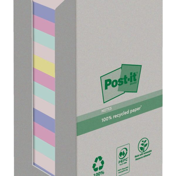 POST-IT Haftnotizen Recycling 76x76mm 654-1RPT 5-farbig, 16x100 Blatt