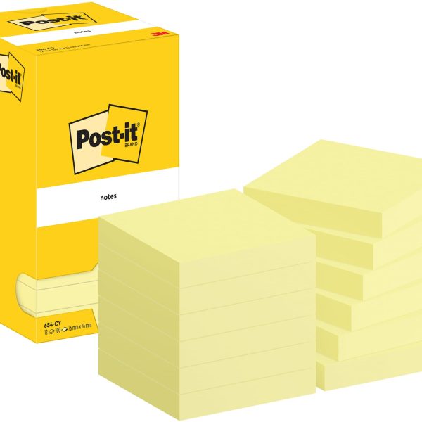 POST-IT Block 76x76mm 654 CY Gelb 12x100 Blatt