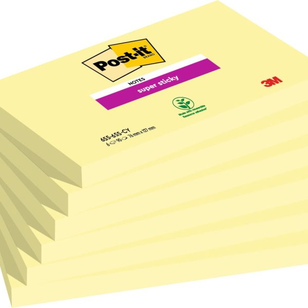 POST-IT Notes Super Sticky 76x127mm 6556SSCY gelb 6x90 Blatt