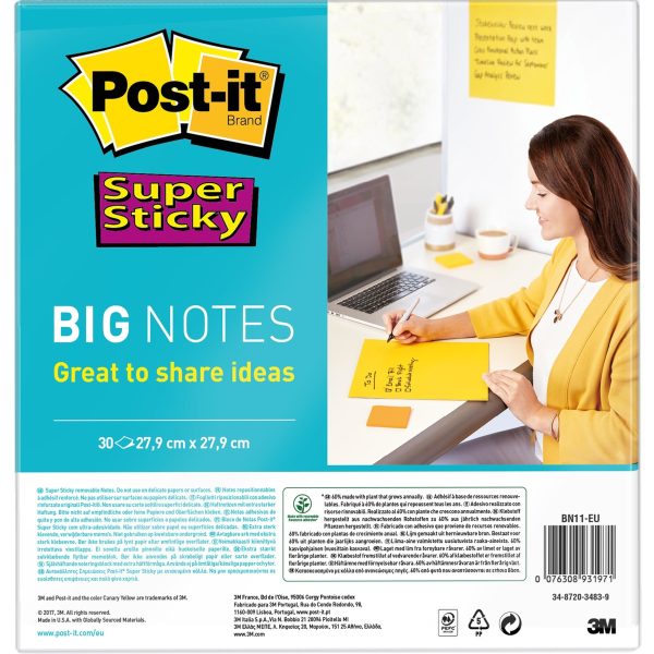 POST-IT Super Sticky Big Notes BN11-EU gelb, 30 Blatt 279x279mm
