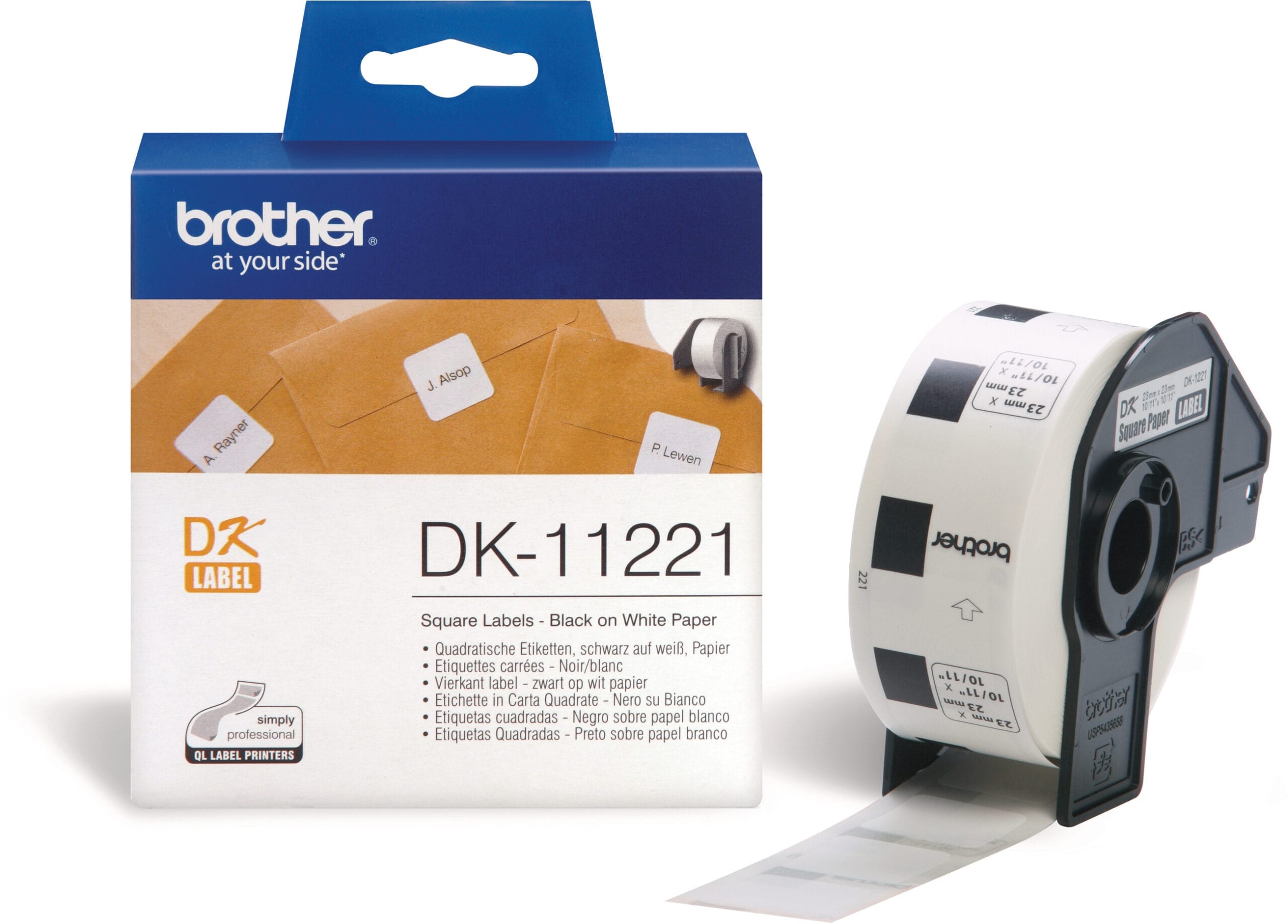 PTOUCH-DK-11221-4977766655934 PTOUCH Etiketten quadratisch 23mm DK-11221 QL-500 weiss 1000 Stk./Rolle – Hochwertig & günstig bei ShopDeca