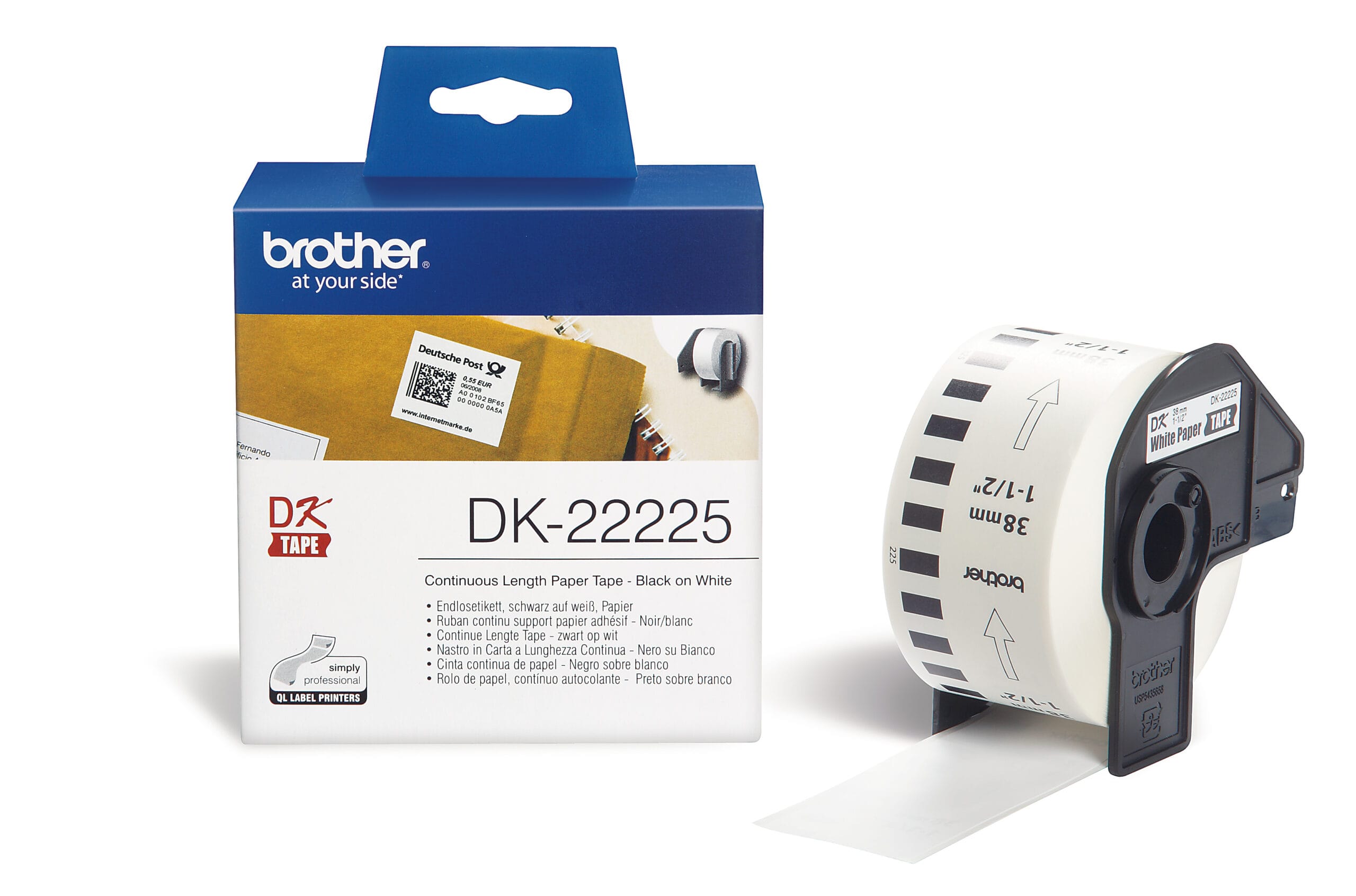 PTOUCH-DK-22225-4977766667548 PTOUCH Endlos-Etiketten 38mmx30.48m DK-22225 QL-1050 weiss – Hochwertig & günstig bei ShopDeca