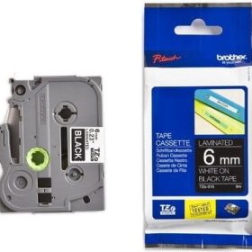 PTOUCH Band, laminiert weiss/schwarz TZe-315 PT-1280VP 6 mm