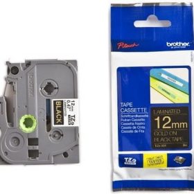 PTOUCH Band, laminiert gold/schwarz TZe-334 PT-1280VP 12 mm