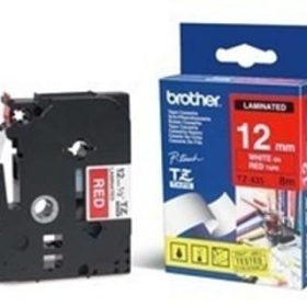 PTOUCH Band, laminiert weiss/rot TZe-435 PT-1280VP 12 mm