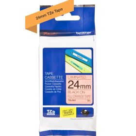 PTOUCH Band, lam.,fluor. schw./orange TZe-B51 PT-540 24 mm