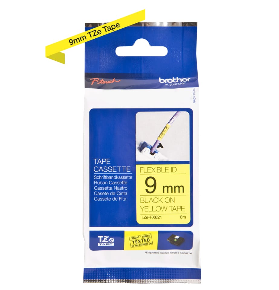 PTOUCH-TZe-FX621-4977766693233 PTOUCH Flexitape lamin. schwarz/gelb TZe-FX621 zu PT-550 9 mm – Bild 1