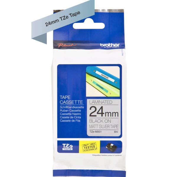 PTOUCH Flexit.lam.schwarz/matt-silber TZe-M951 zu PT-550 24 mm