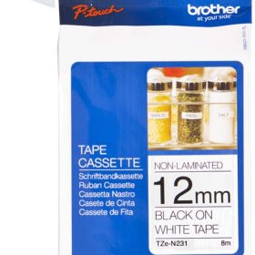 PTOUCH Band,nicht lam. schwarz/weiss TZe-N231 PT-300 12 mm